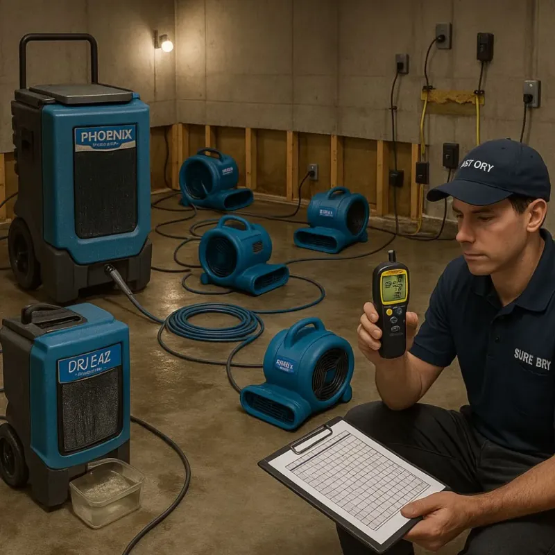 Structural Drying and Dehumidification process in Carlisle, OH